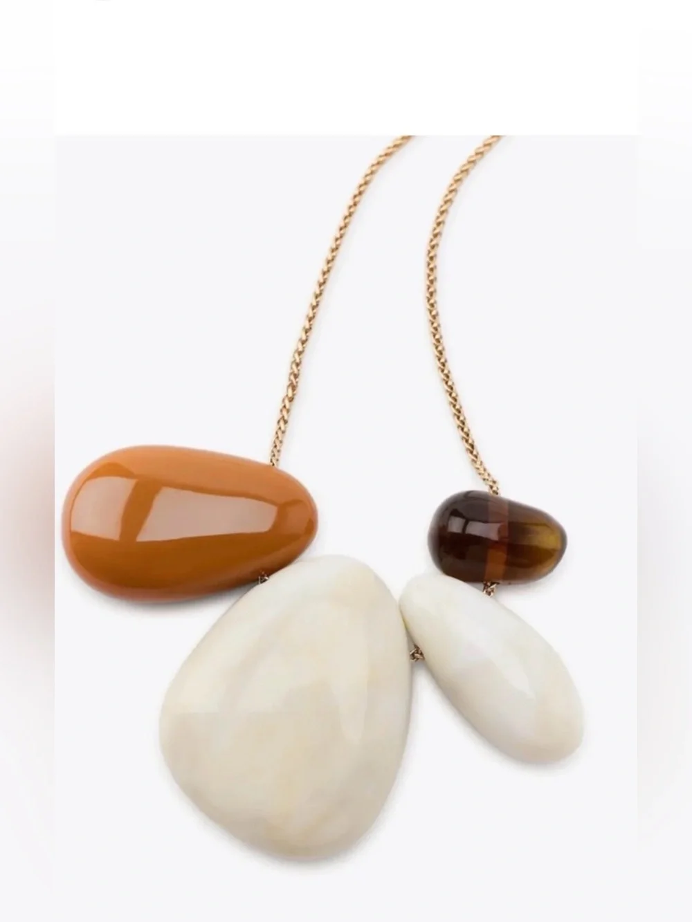Zara Resin Stone Chain Necklace Long 4736 / 266 / 303 NWT - Picture 2 of 7